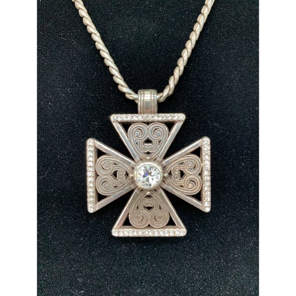 Brighton Maltese Cross   15.5" Chain (adustable to 20" Silver and Clear Stone - Picture 7 of 7